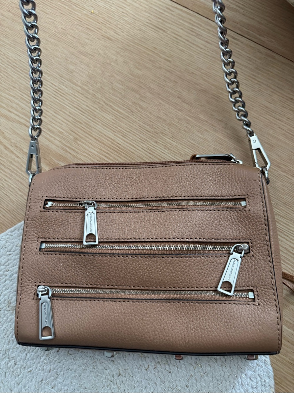 Rebecca Minkoff Leather Crossbody Bag in Taupe